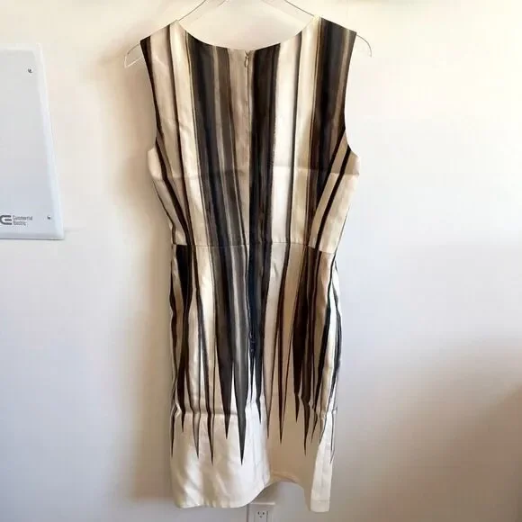 Oscar De La Rente Size 6 Sleeveless Mini Dress Belted Geometric - Picture 8 of 9